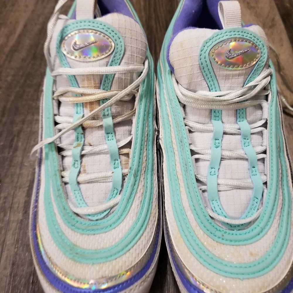 Nike Air Max 97 Youth 6.5 Aura Sapphire Aurora Green Blue Shoes